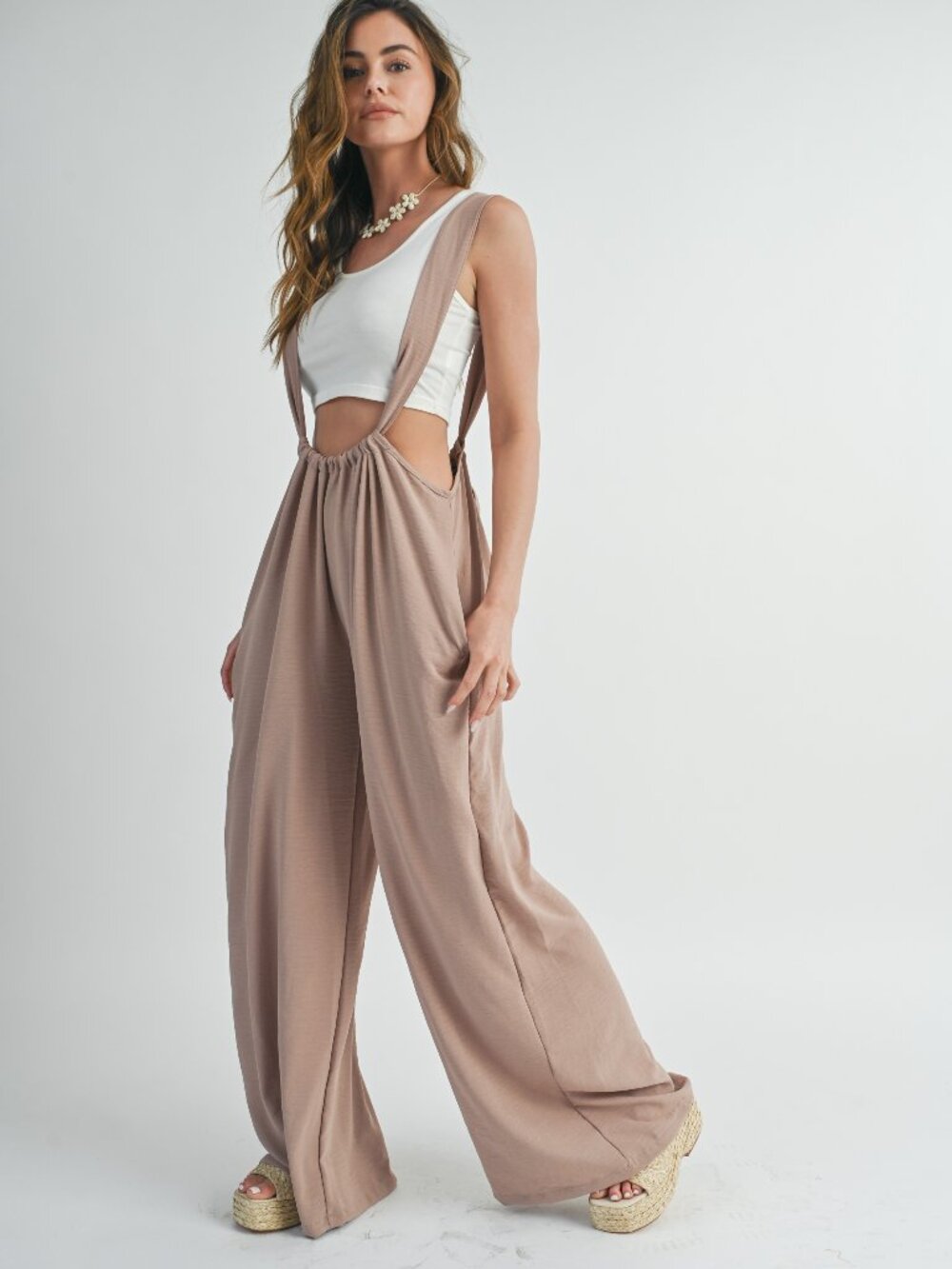 Wide leg pant overall